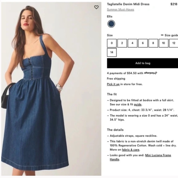 NWT Reformation Tagliatelle Denim Midi Dress - Picture 2 of 8